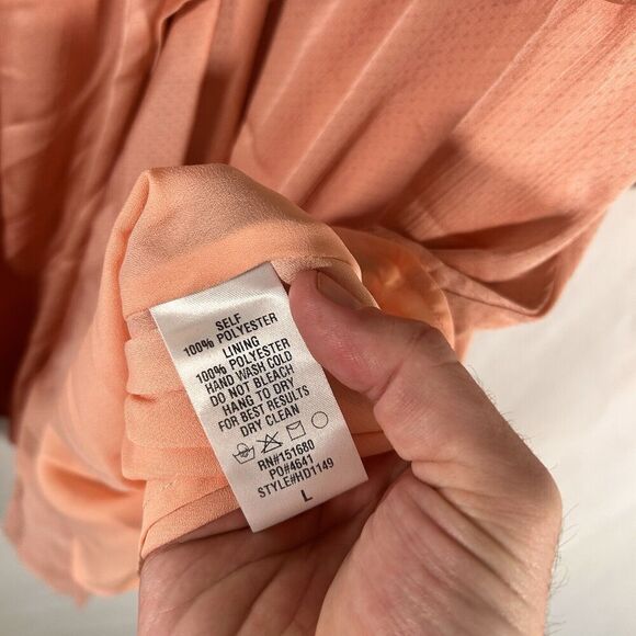 New STORIA Mini Dress Women's Large Pink Vneck Tie Elastic Waist Short Sleeve - Picture 7 of 10